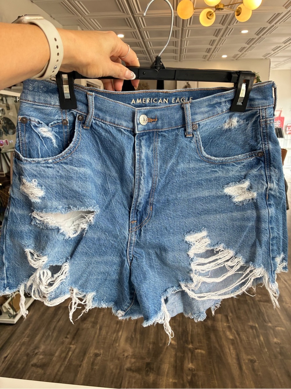 American Eagle Outfitters Distressed Denim highest rise boyfriend shorts